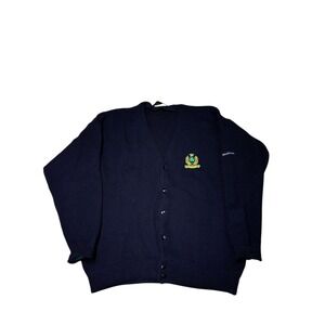 Blarney Castle Designs Mens Navy‎ Wool Cardigan Sweater XL Embroidered Ireland